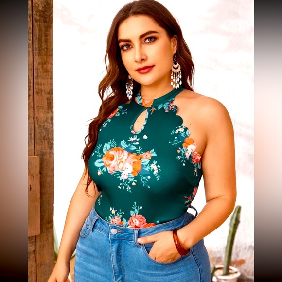 Plus Size Floral Bodysuit - Picture 1 of 5
